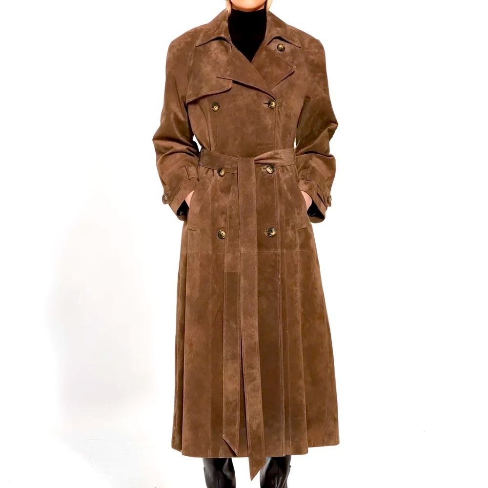 Never worn Marbella faux suede trench